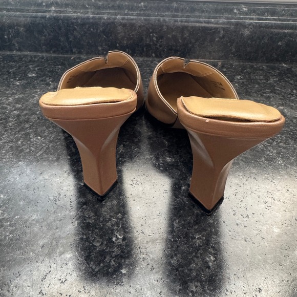 Sacha Too Women Tan Leather Pointed Toe Lace Up Mule Heels Size 7.5B - Picture 6 of 10